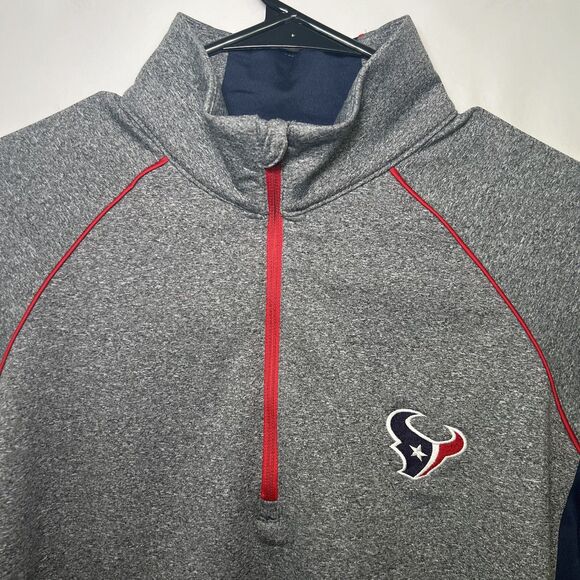 Houston Texans Antigua 1/4 Zip Pullover Jacket Mens Size Medium Gray Performance - Picture 2 of 12